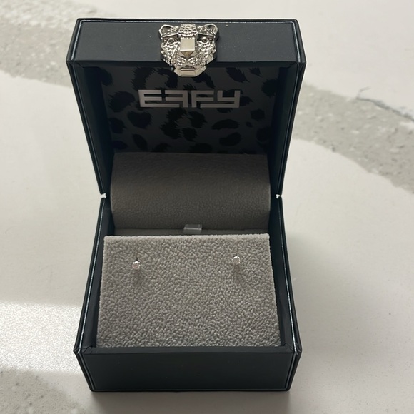 Effy 14K white gold diamond round stud earrings - Picture 2 of 8